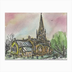 Bloxham, St Mary S Church At Dusk, 15th Feb 2024 Canvas Print