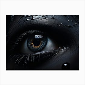 Tear Glistening On The Edge Of A Delicately Curved Eyelid Caught Amidst A Backdrop Of Varying Shade 2 Canvas Print