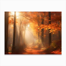 Forest With Sunbeams 05 Canvas Print