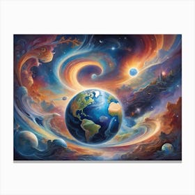 Earth In Space Surreal Art Canvas Print