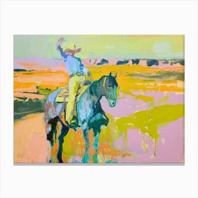 Neon Cowboy In Great Plains 1 Painting Canvas Print