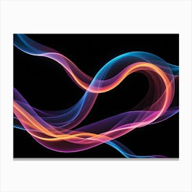 Abstract Image Of Colorful, Glowing Waves On A Black Background, Creating A Dynamic And Energetic Effect 1 Canvas Print