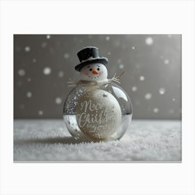 Snowman In A Glass Ball Canvas Print