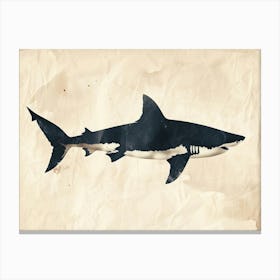 Great White Shark  Grey Silhouette 3 Canvas Print
