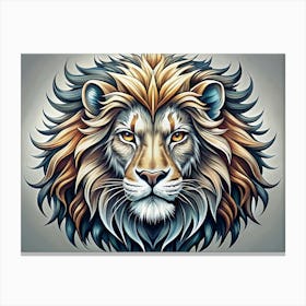 Lion Head With Detailed Mane Canvas Print