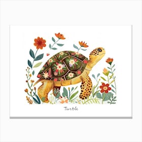 Little Floral Turtle 1 Poster Canvas Print