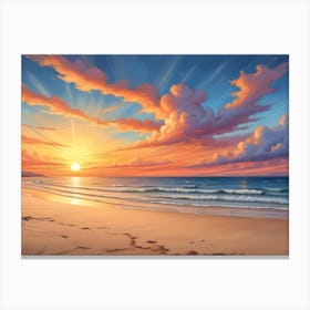 Beautiful Sunset Over A Tropical Beach Canvas Print