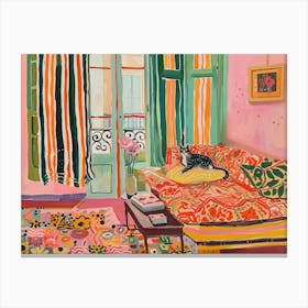 Cat Lisbon Matisse Style Landscape Canvas Print