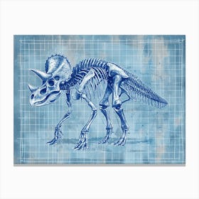 Triceratops Skeleton Hand Drawn Blueprint 1 Canvas Print