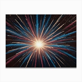 Colorful Fireworks Exploding In A Burst Of Light Against A Dark Night Sky, Symbolizing Celebration, Joy, And Excitement Canvas Print