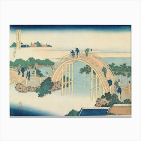 The Drum Bridge At Kameido Tenjin Shrine, Katsushika Hokusai Canvas Print