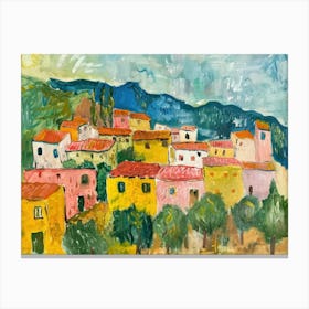 Tranquil Hamlet Painting Inspired By Paul Cezanne Canvas Print