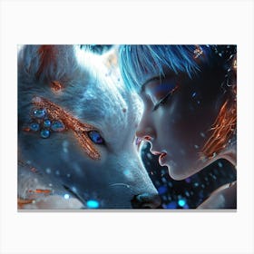 Wolf And Girl Manga Canvas Print