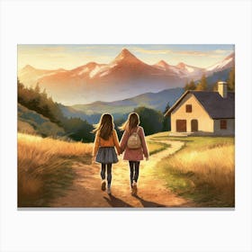 Friendly Mountain Cottage Canvas Print