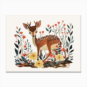 Little Floral Deer 3 Canvas Print