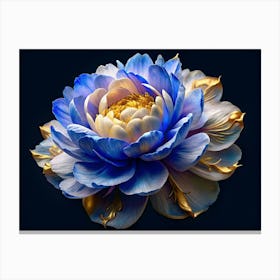 Blue And Gold Flower Canvas Print