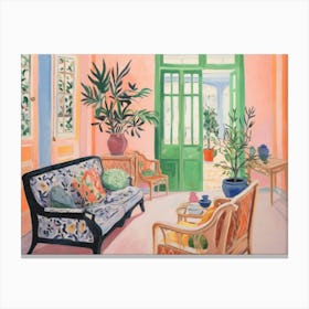 Living Room. Vintage Gouache Henry Matisse Style Interior Painting Canvas Print