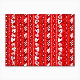 Ethno Ukrainian Pattern - Grape Guelder rose Oak - Symbol Vertical - Middle Scale - Red Pastel Coral Vertical Canvas Print