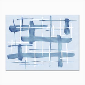 Abstract Lines Blue And White 07 Canvas Print