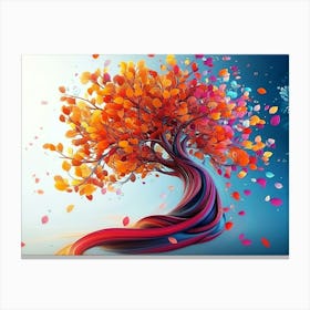 Abstract Color Tree on Bright Background In 3d Canvas Print