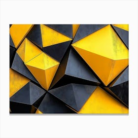 Yellow And Black Geometric Background, 3d Cubism Style Canvas Print