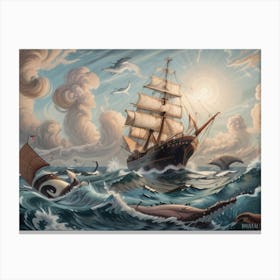 Pirates at Sea Canvas Print