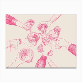 Cheers Hands Cream Pink Canvas Print