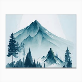 Mountain And Forest In Minimalist Watercolor Horizontal Composition 178 Canvas Print