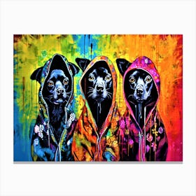 Chihuahua In The Hood - Three Dogs In Hoodies Canvas Print
