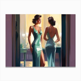 Two Women In Evening Gowns Canvas Print