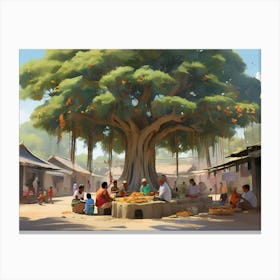 Banyan Tree paintings art print Canvas Print