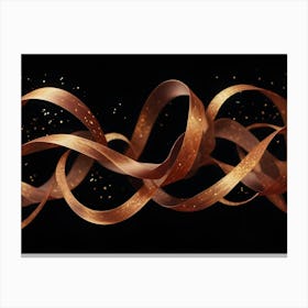 Abstract Image Of A Golden Ribbon In A Swirling, Dynamic Form Against A Black Background Canvas Print