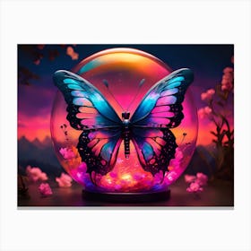 Fuchsia sky Butterfly Water Globe Canvas Print