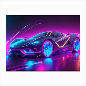 Neon Car Canvas Print