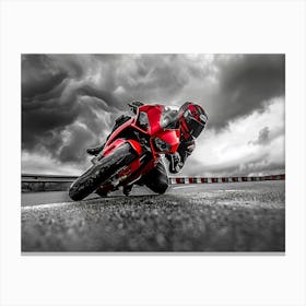 Rider On Red Bike (19) Canvas Print