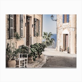 Spain Print, Mediterranean village Banyalbufar on Mallorca, Balearic islands Canvas Print