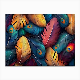 Colorful Feathers Leave 3d Abstraction Canvas Print