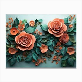 Roses Surrounded By Leaves And Flowers 4 Canvas Print