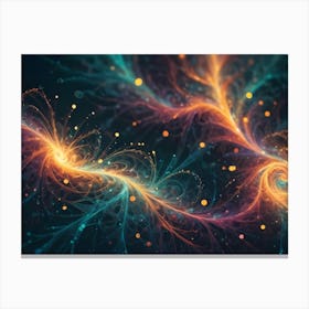 Abstract Background Of Swirling Orange, Teal, And Pink Cosmic Energy, With Glowing Particles And Light Trails Canvas Print