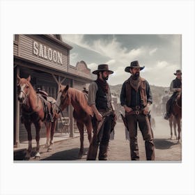 Cowboys in front of Saloon Canvas Print