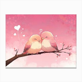 Two Birds On A Branch 3 Canvas Print