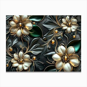 Flowers On A Black Background 1 Canvas Print