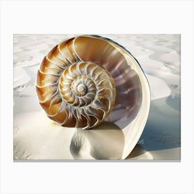 Sacred geometry series, Echo of Infinity: A Nautilus Spiral in the Sand Canvas Print