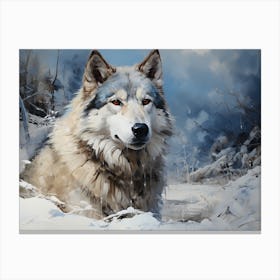 Siberian Husky In The Snow Canvas Print