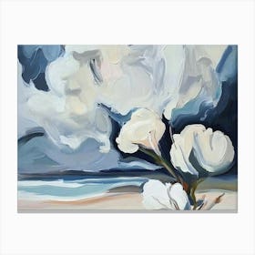 White Flowers On The Beach Canvas Print