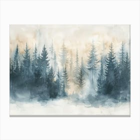 Watercolor Of Pine Trees Canvas Print