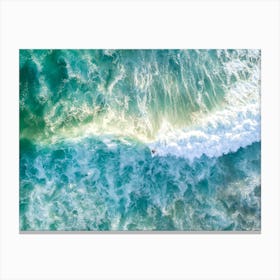 Surfer Catching A Wave From Above Canvas Print