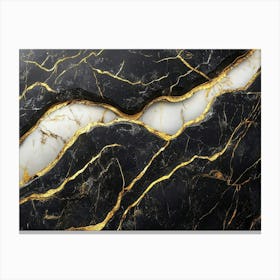 The Texture Of Black And White Marble With Gold Veins 1 Canvas Print