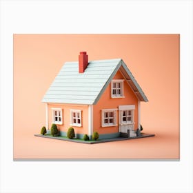 House On A Pink Background 1 Canvas Print
