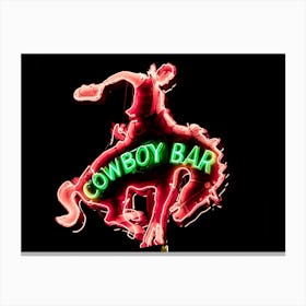 Cowboy Bar Neon Sign In Jackson Hole, Wyoming Canvas Print